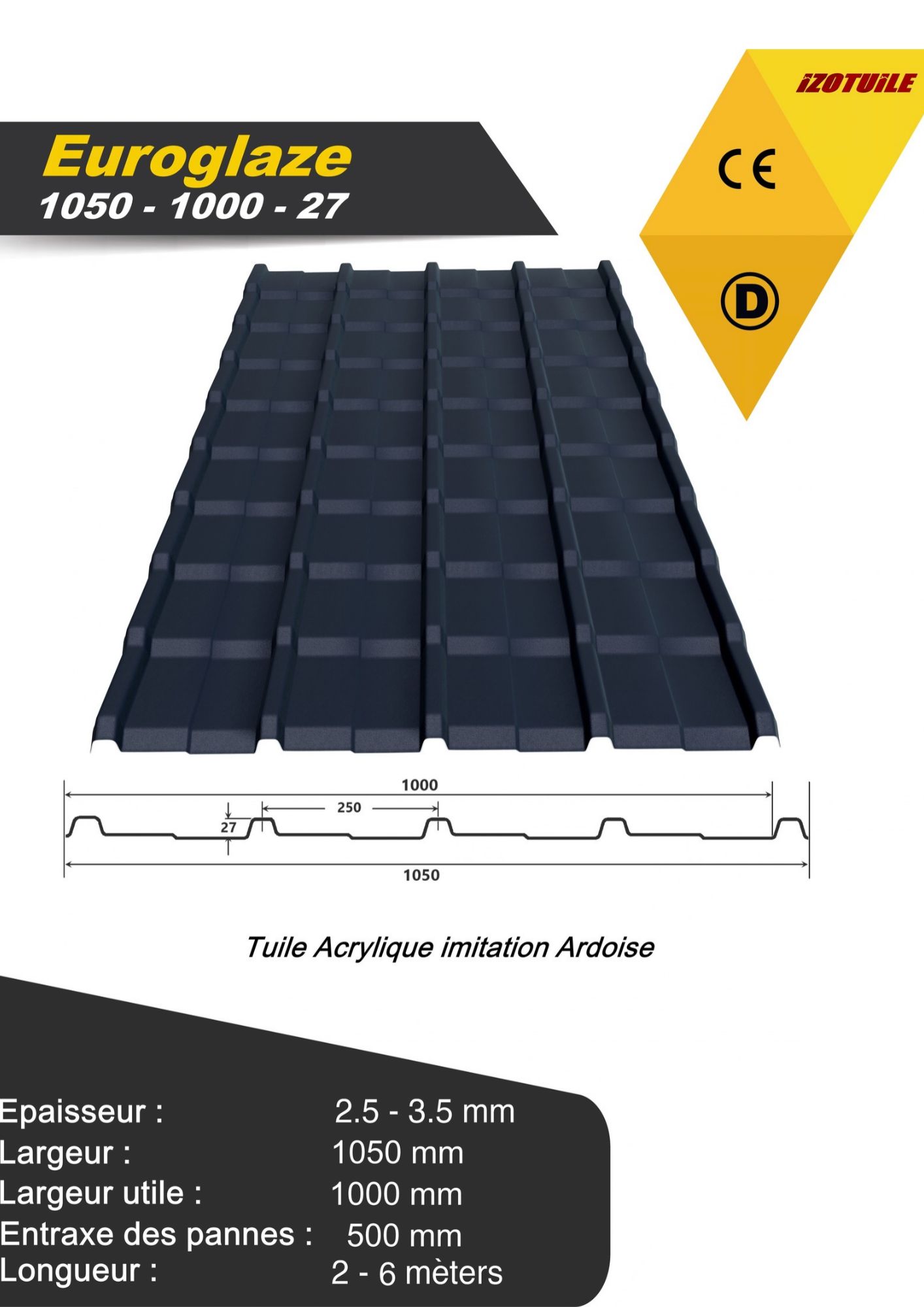 EUROGLAZE - toiture anthracite IZOTUILE
