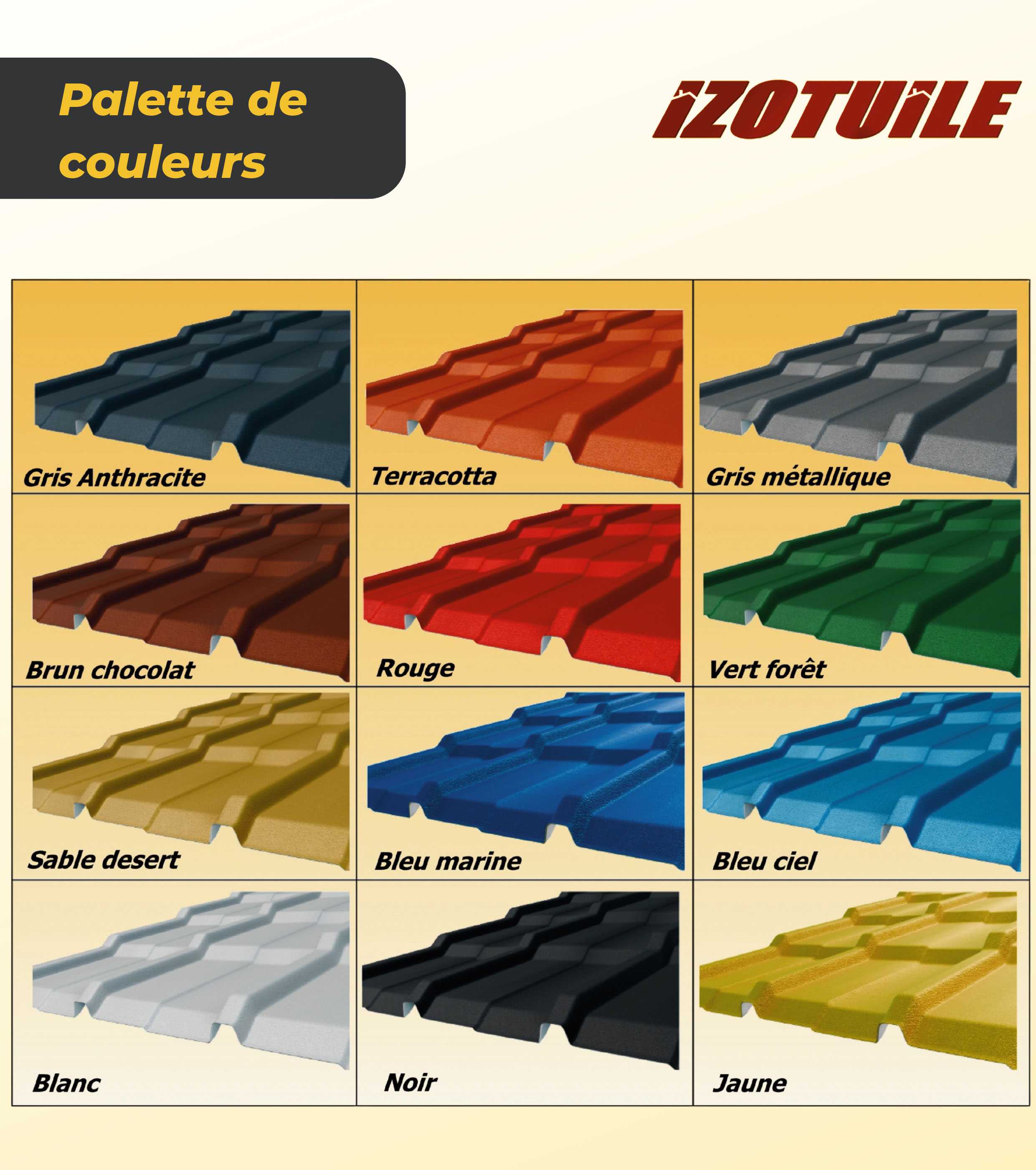 Palette de couleurs et finitions IZOTUILE